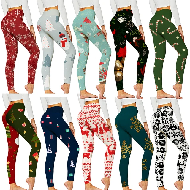 Pantaloni Yoga Donna Ragazze Leggings Natale Halloween Elastici Vita Alta Pantaloni