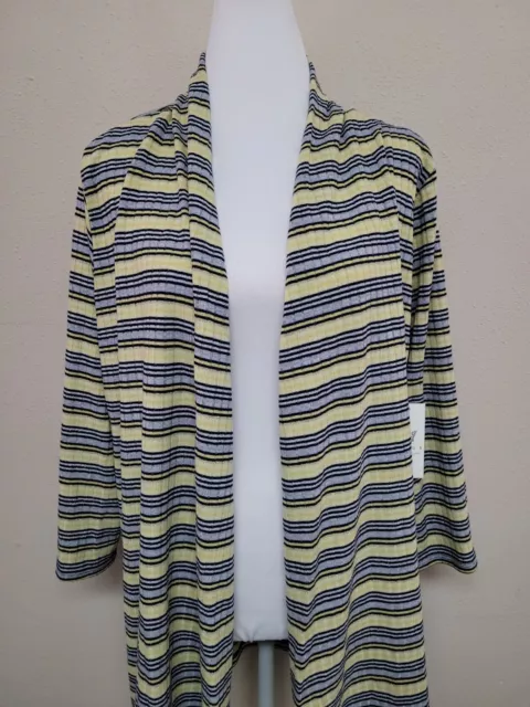 NWT CHAUS NEW YORK Women's Cardigan Long Sleeve Open Front Striped Print.Size XL 2