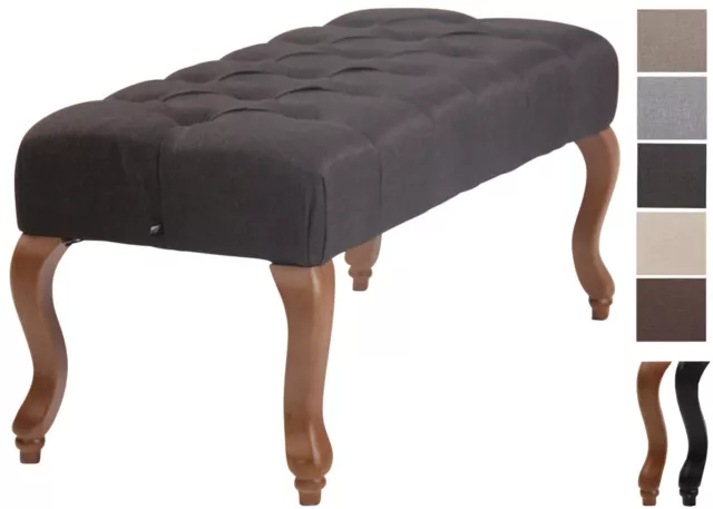 Taburete Pie De Cama Brest En Tela En Estilo Chesterfield Con Base De Madera