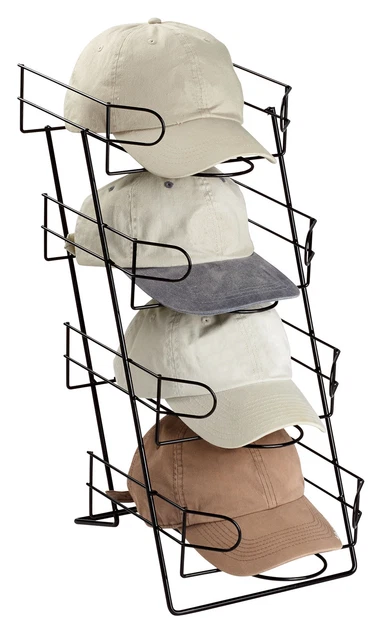 4-Tier Black Countertop Cap/Hat Display Stand