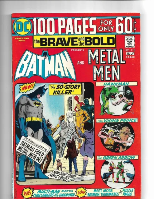Brave And The Bold #113 (Vf) - Gorgeous High Grade - Batman,Metal Men - Giant