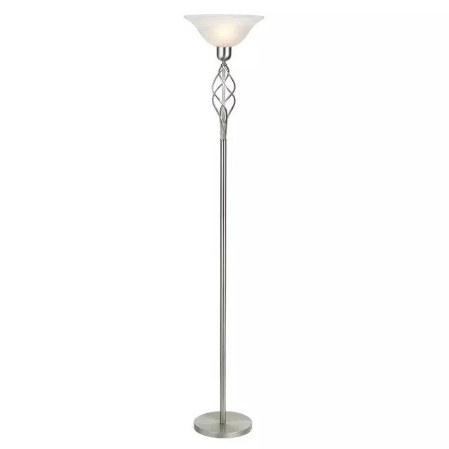 Classic Knot Twist Floor Lamp Uplighter in Satin Chrome by Happy Homewares