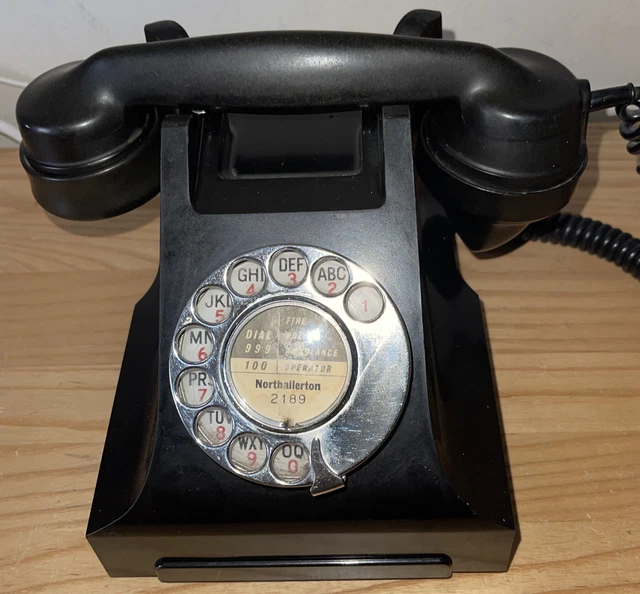 Original Vintage Black bakelite telephone 332L FWR 65/2 GPO Batch Sample Prop/Or