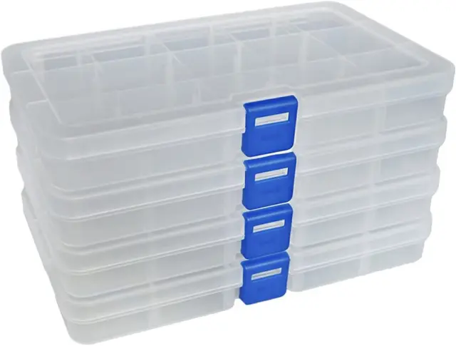 DUOFIRE Plastic Organizer Container Storage Box Adjustable Divider Removable ...