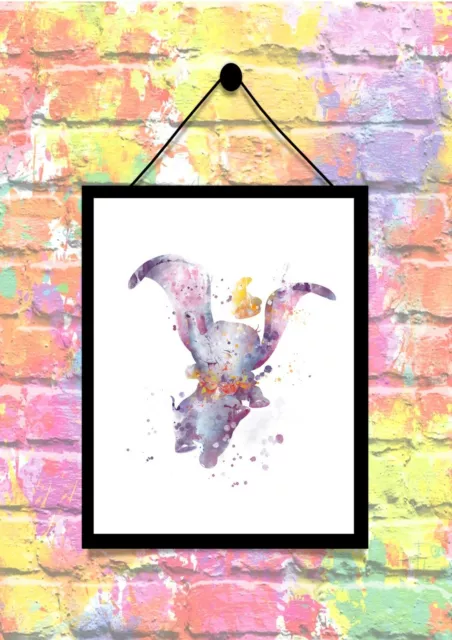 BUY 2 GET 1 FREE Disney Dumbo Watercolour Print Poster Wall Art Gift A4