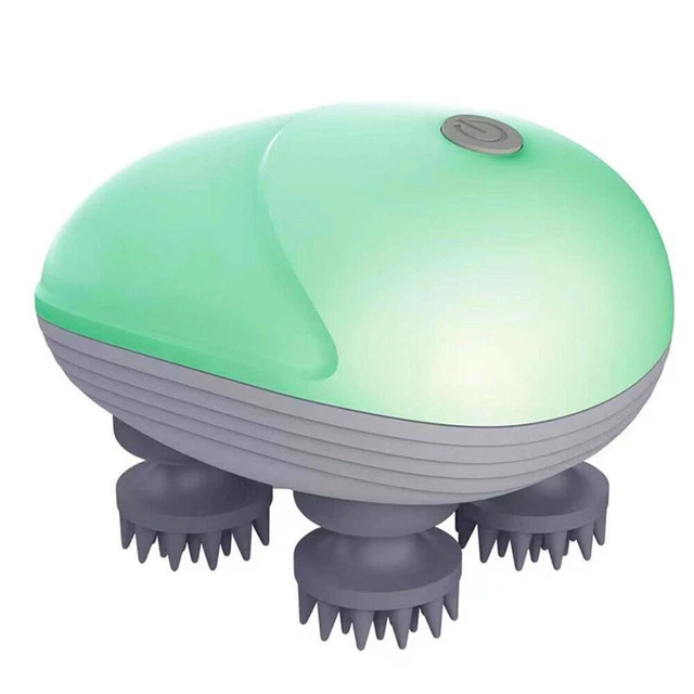 Electric Handheld Dog Cat Head Scalp Pet Massager with 4 Massage Heads Cordless