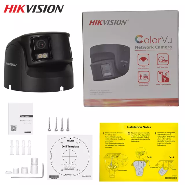 Hikvision 8MP ColorVu Panoramic IP Camera OEM DS-2CD2387G2P-LSU/SL 180° Black US