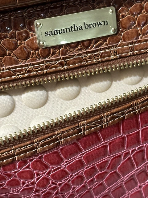 Samantha Brown Croco-Embossed Dowel Bag Burgundy Red Brown 3