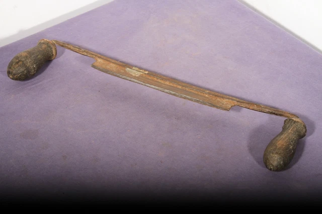 Antique Primitive Hand Forged Draw Knife with 21cm straight Blade . Wood Handle