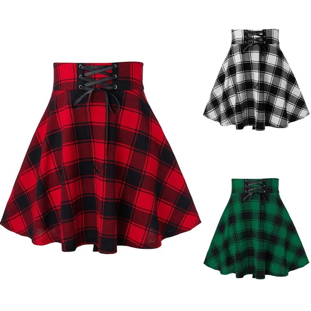 Jupes femme robe quotidienne femmes plaid plissé tartan vintage respirant