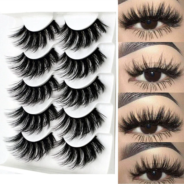 5 pares de cabello artificial visón 3D pestañas artificiales esponjosas largas gruesas falso hermoso