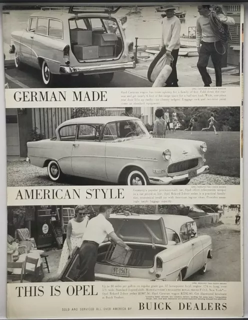1959 Opel Caravan Wagon Rekord 2 Dr Sedan German Made Buick Dealers Print Ad