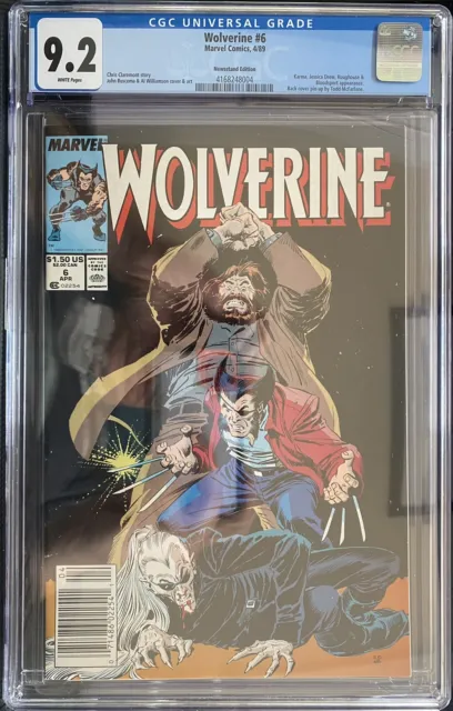 Marvel Comics 1989 Wolverine 6 Graded Cgc  9.2 White Pages Newsstand Key