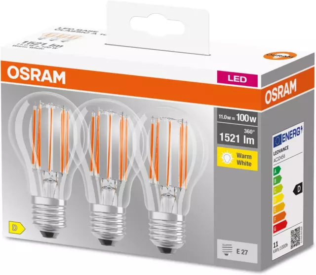OSRAM Led-Lampe, Sockel: E27, Warm Weiß, 2700 K, 11 W, Ersatz Für 100-W-Glühbirn