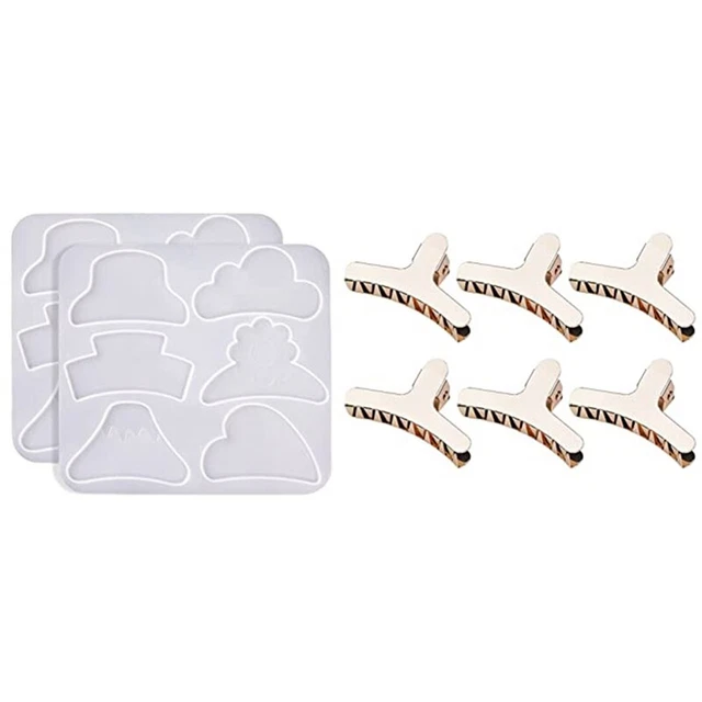 Molde de resina de silicona, 2 ud. pinzas pequeñas para el cabello, molde epoxi con 6 ud. metalh N3P6