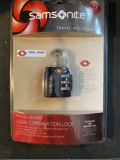 Samsonite Travel Sentry 3 Dial TSA Combination Lock Luggage Black