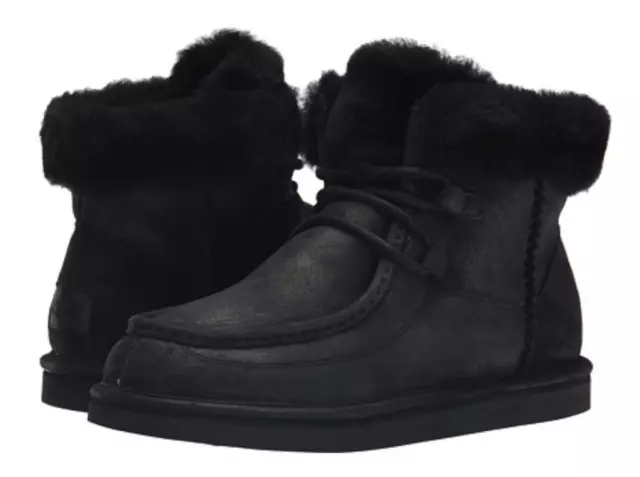 Ugg® Australia Cypress Black Leather Ankle Boots Uk 4.5 Eur 37 Usa 6 Rrp £150