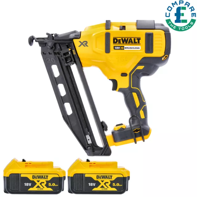 DeWalt DCN660N 18V XR Brushless 2nd Fix Finish Nailer With 2 x 5Ah Batteries