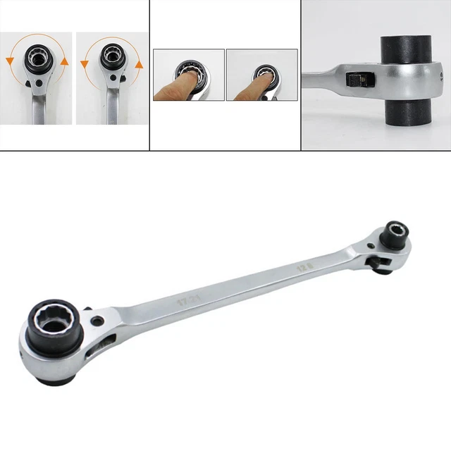 1/4" Drive 8 in1 Double Head Ratchet Wrench Bidirectional Adjustable Non-Slip