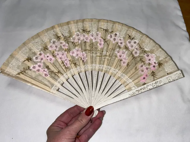 Vintage Oriental Floral Hand Fan