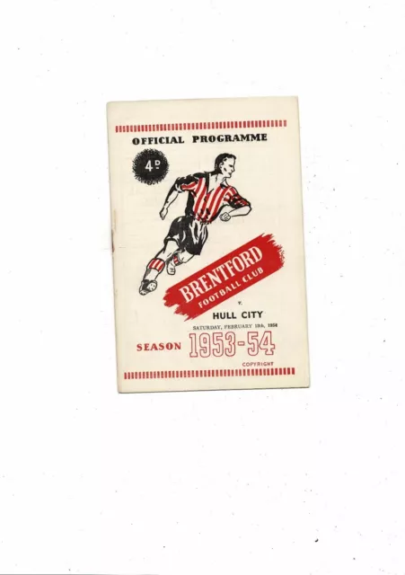 1953/54 Brentford v Hull City Football Programme