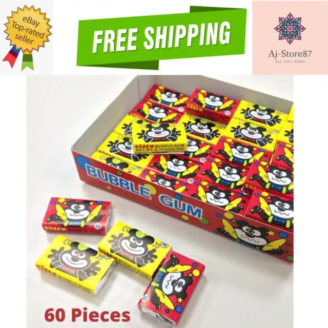 60 Pieces X Marukawa Fusen Chewing Bubble Gum with Tatto , Strawberry Flavor