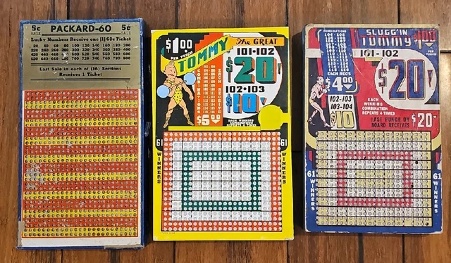 Punch Boards Trade Stimulator Lottery Vintage Unpunched Slugg'n Tommy Packard 60