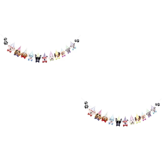 Décorations De Fête Pour Chien, Set De Chien Fournitures De Fête - Bannière De Fête Pour Chiot & Décoration En Spirale Chien & Décoration De Table
