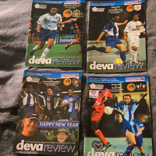 CHESTER CITY DEVA Review Matchday Programme Lot x4 2003-04 Nationwide ...