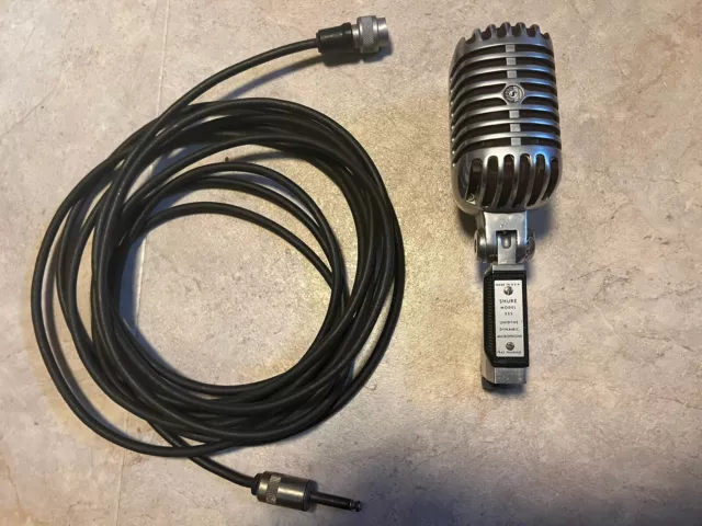 Vintage Shure Model 55S Unidyne Dynamic Microphone W/ Cable - Great Condition!!