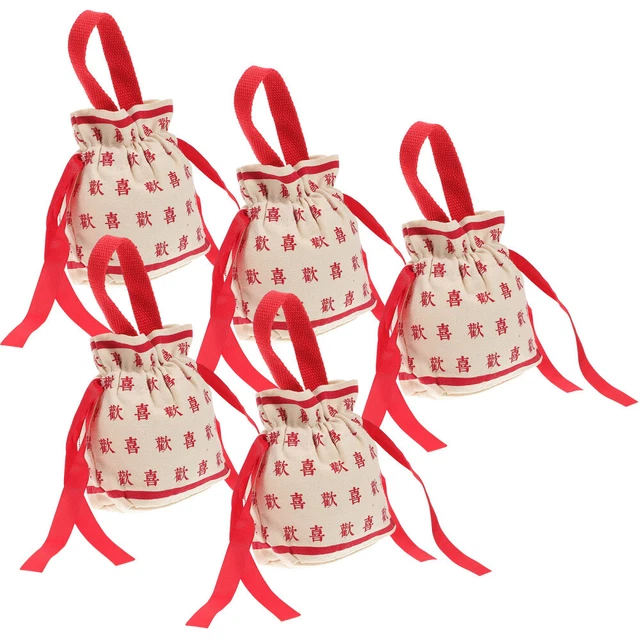 5 piezas caja de regalo lona bolsas de regalo para invitados a boda