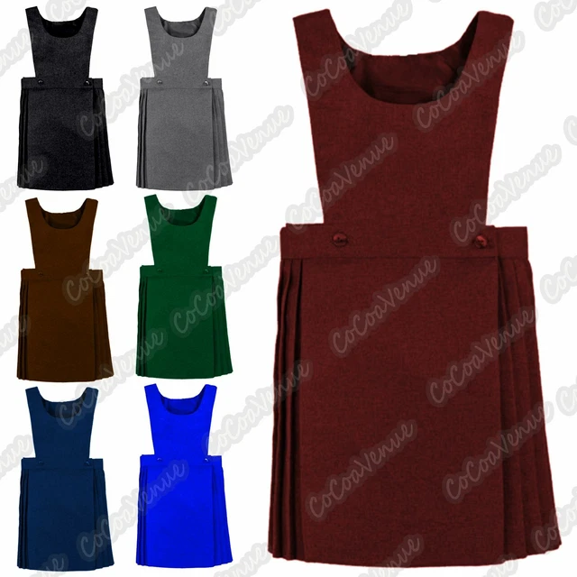 Ragazze Avvolgere Over Pieghettati Bavaglino Pinafore Scuola Uniforme Vestito
