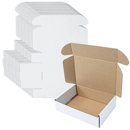 , 7x5x2 inches Shipping Boxes Pack of 26, White Corrugated Cardboard Boxes for