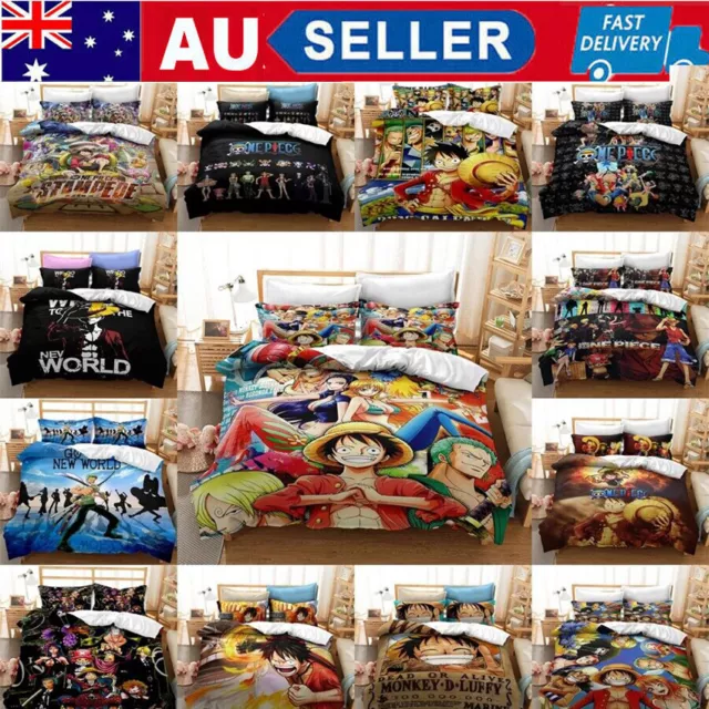 3D One Piece Anime Monkey D Luffy Quilt Set Bedding Set Pillowcase Double Queen