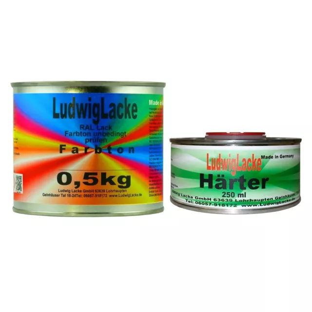 RAL Lack Acryl Lack 0,75 kg Set Glänzend mit Härter RAL Ton wählbar