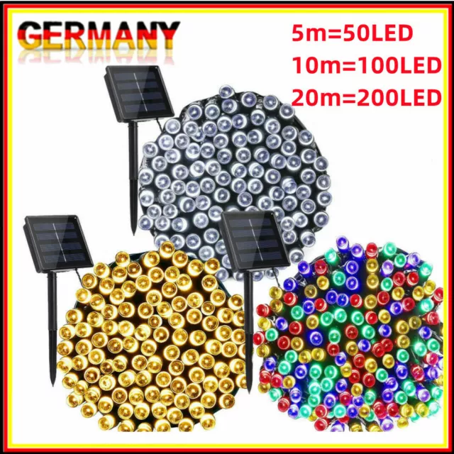 Solar Lichterkette Beleuchtung Kette 50 | 100 | 200 LED Party Garten Außen Deko