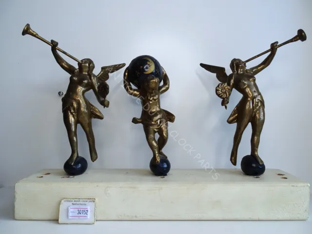 Large Brass Set Of Statues Taken From A Dutch Warmink Grandfather Clock