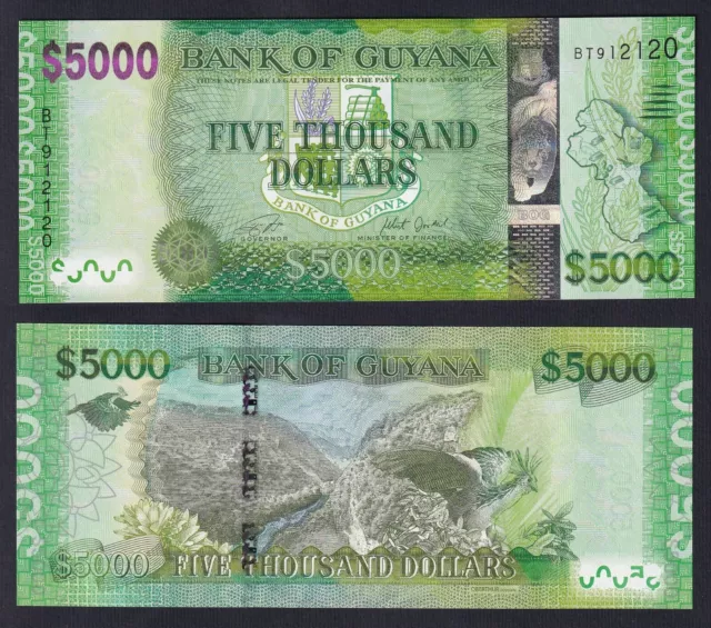 Guyana 5000 Dollar 2014 P 40a Fds / UNC B-06