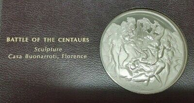 Franklin Mint Genius of Michelangelo PF .925 Silver Medal-Battle of the Centaurs