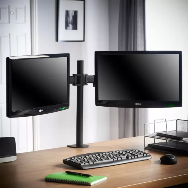 VonHaus Double Twin Arm LCD LED Monitor Desk Stand Mount for 13”-27” Screens