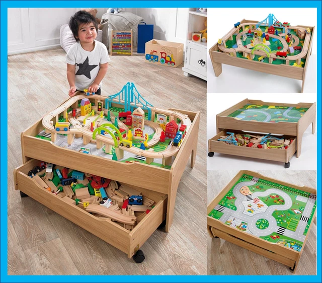 Reversible wooden city and train table sale