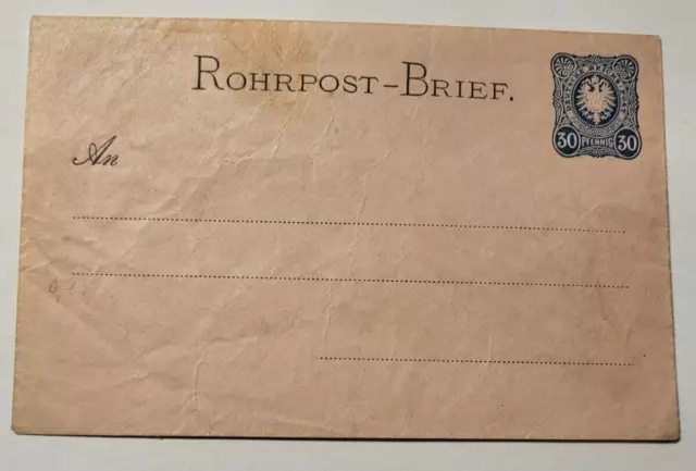 Rohrpost Brief Berlin 30 Pf. Ganzsache Dreikaiserjahr 1888 new