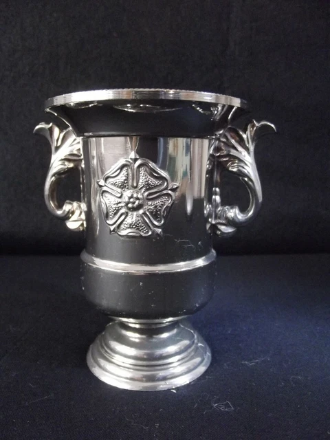Vintage Silver Plated Posy Vase Grenadier Classical Urn With Tudor Rose Motif