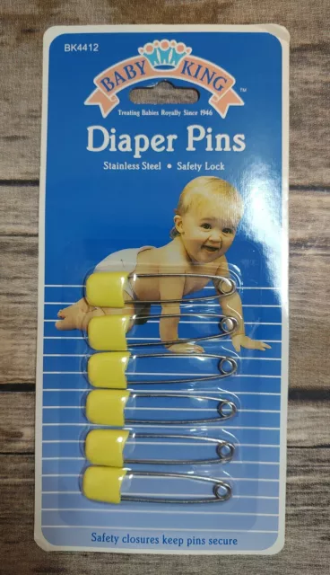 Vintage 1991 Regent Baby King YELLOW Diaper Pins  6 Total NEW Sealed A16
