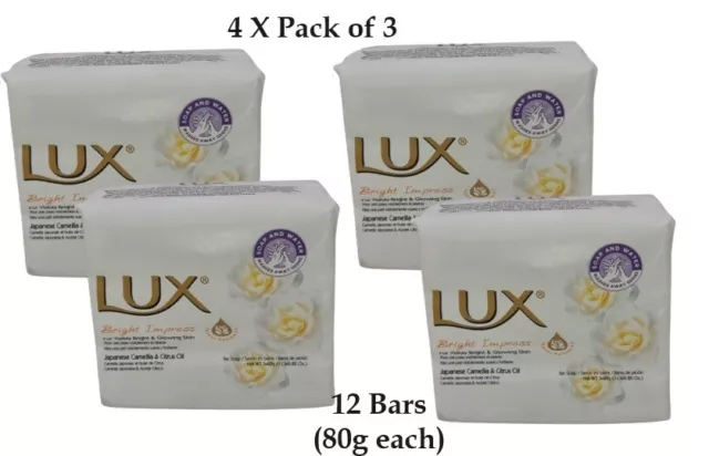 12 X Lux Barrita Jabón Brillante Impresionar 80g Cada (4 X Paquete De 3) 12