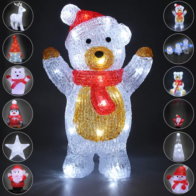 Weihnachtsdeko Acryl Figuren LED Innen Außen Dekofigur Batterie Weihnachten Deko