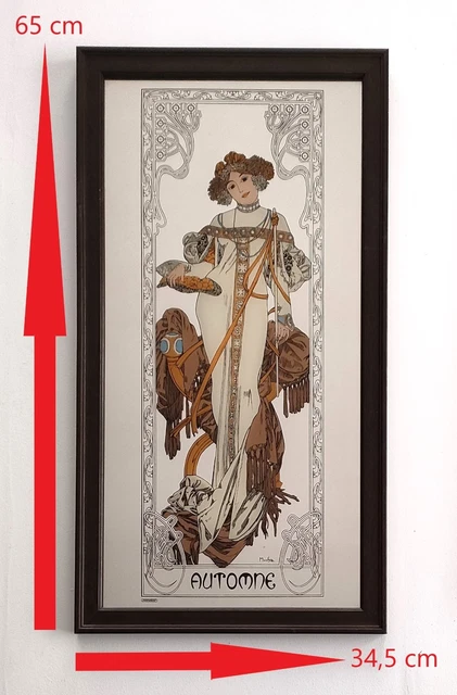 Miroir Vintage Sérigraphié Années 70 - Portrait Femme Chapeau Capeline Boho Chic - Décoration Murale Rétro 22,5x32,5 cm - Décoration
