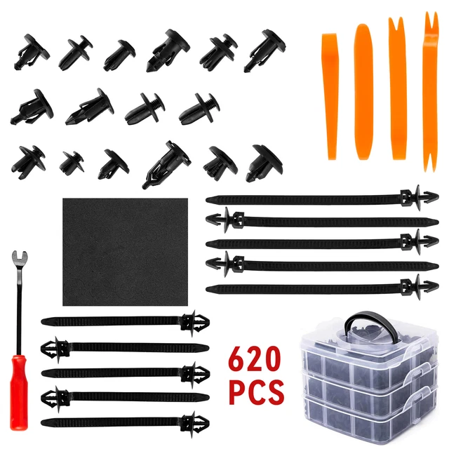 650pcs Car Body Plastic Pins Trim Retainer Fastener Clips Push Rivet Bumper Tool