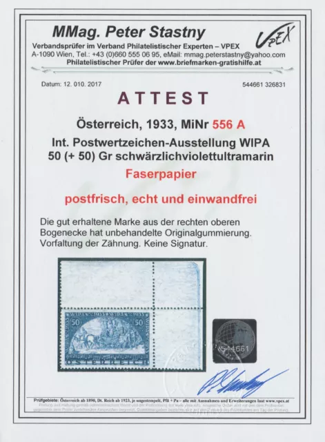 556A ER OR, **, FA Stastny VPEX, "echt + einwandfrei" Luxusstück! Top- Rarität! 2