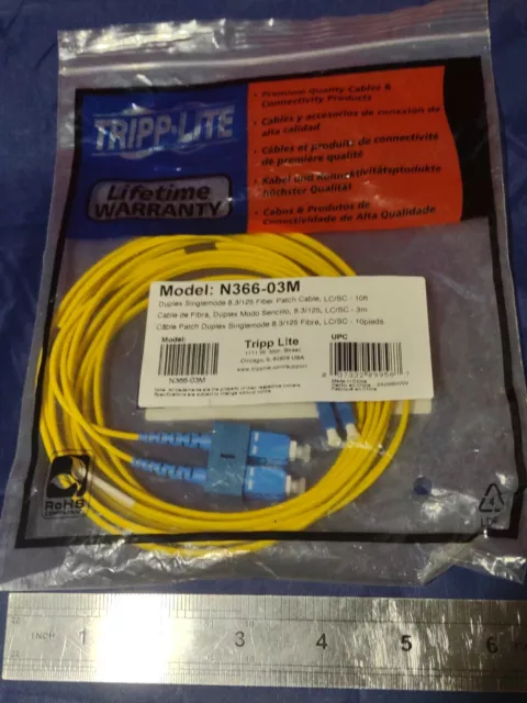 Tripp-Lite N366-03M 10Ft 8.3/125Duplex Singlemode Fiber Patch Cable Lc/Sc Nip Og